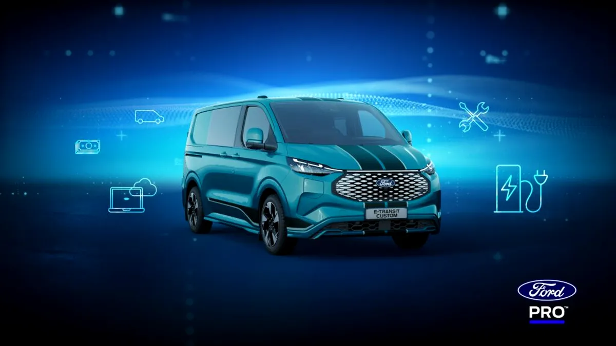 Premieră europeană. Ford prezintă noua autoutilitară complet electrică E-Transit Custom