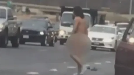 Un bărbat s-a dezbrăcat pe autostradă. Poliţia a intervenit cu câinii 