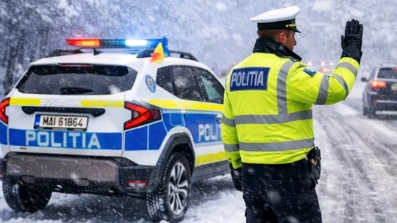 Amendă uriașă pentru o femeie care conducea pe autostrada acoperită de zăpadă cu anvelope de vară