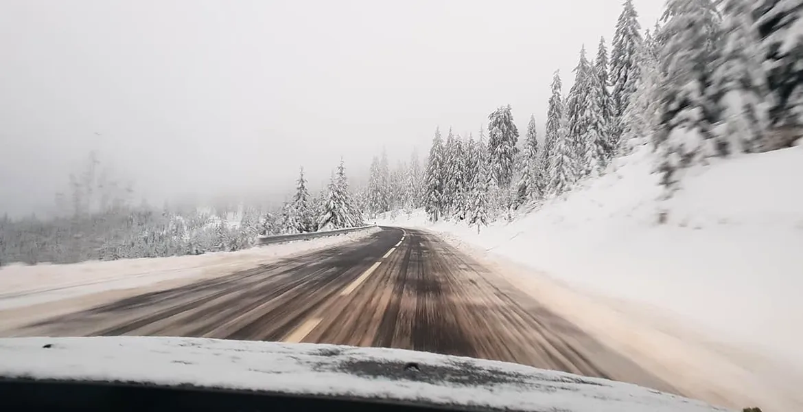 Strat de zăpadă de 25 cm în vârful Pasului Prislop – FOTO