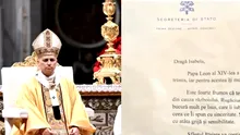 Scrisoarea pe care i-a trimis-o papa Leon al XIV-lea unei fetițe din București, în noaptea de Crăciun. Isabela îi trimisese un desen