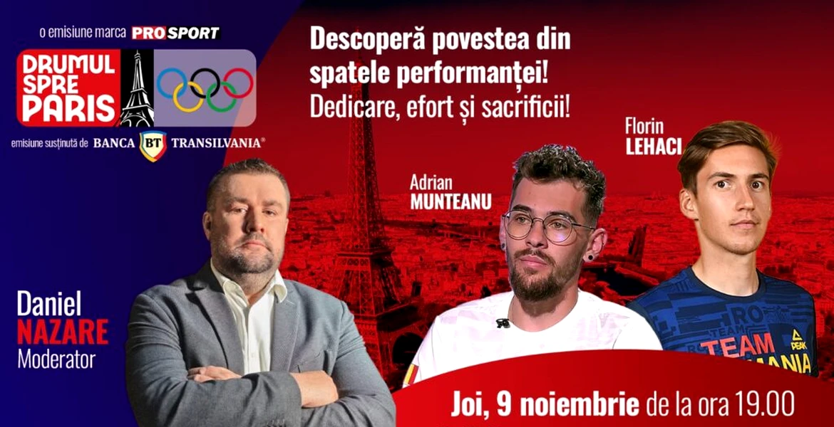 Canotorul Florin Lehaci și cârmaciul Adi Munteanu sunt invitații emisiunii ,,Drumul spre Paris’’ de joi, 9 noiembrie, de la ora 19:00