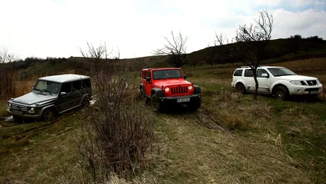 COMPARATIV. La noroi. Pathfinder vs G Klasse vs Wrangler, pe dealurile Buzăului