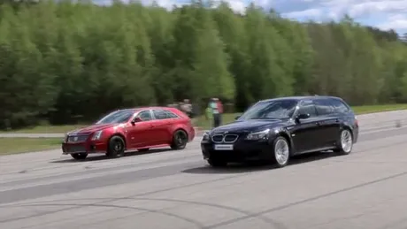 VIDEO: Bătălia breakurilor cu peste 500 CP - BMW M5 vs. Cadillac CTS-V