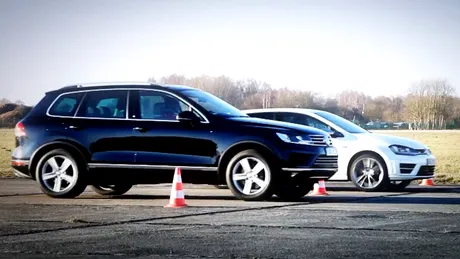 Luptă între fraţi de sânge: Volkswagen Golf R vs. Touareg V8 TDI. VIDEO