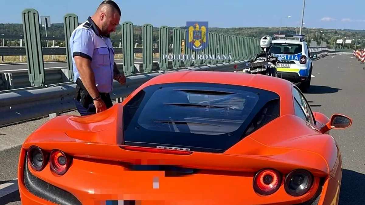 Șoferul unui Ferrari a fost prins conducând cu 230 km/h pe A1