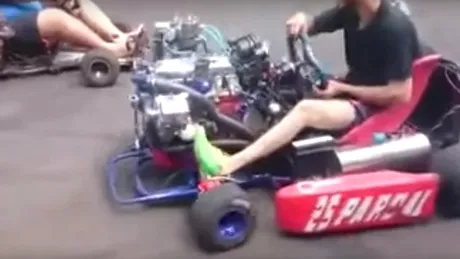 Brazilianul nebun care a montat un motor turbo cu 4 cilindri pe un kart - VIDEO