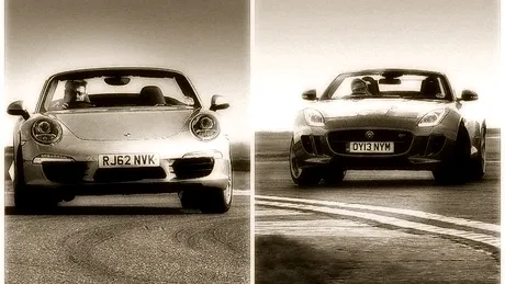 Tiff Needell testează Porsche 911 Cabrio vs. Jaguar F-Type. VIDEO