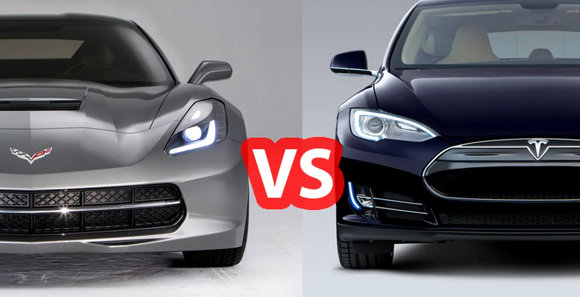 Tesla Model S se întrece cu Chevrolet Corvette Z51. Care câştigă? VIDEO