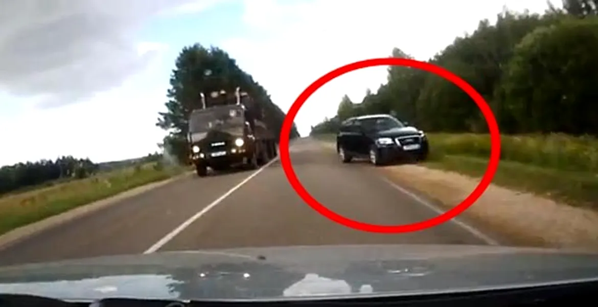 VIDEO: Mostre de inconştienţă la angajarea în depăşire