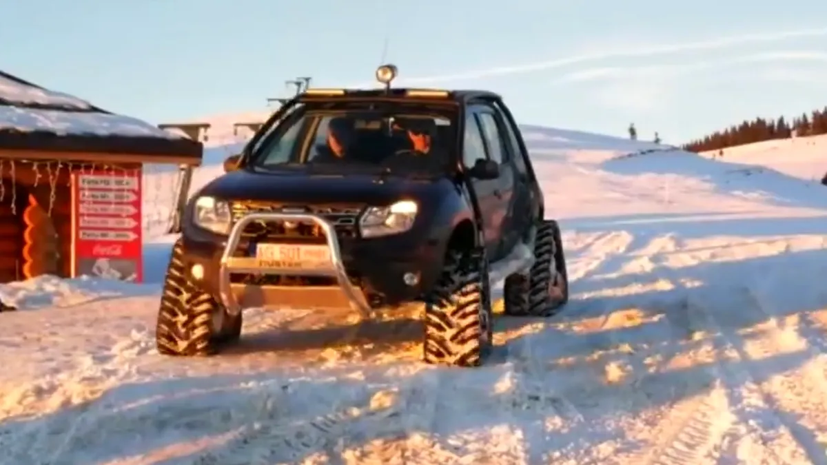 Dacia a făcut o demonstraţie pe zăpadă cu modelul Duster echipat cu şenile - VIDEO
