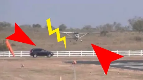 VIDEO: un accident la care nu se aşteptau nici şoferul, nici... aviatorul!