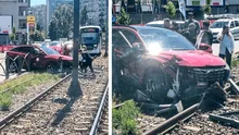 Banii pe gard! STB vrea să recupereze paguba creată de șoferul care a intrat luni cu mașina pe linia 41 de tramvai: „Un singur panou costă 1.300 de lei”