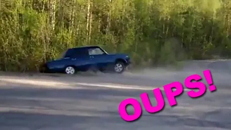 Lecţie pentru teribilişti: nu ştie să facă drift, dar e suficient de prost să se răstoarne!