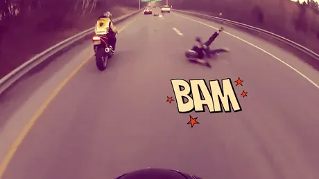 VIDEO: Accident cu motorul, fără echipament de protecţie