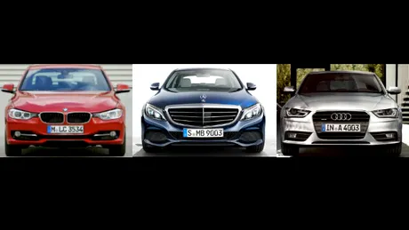 Război în 2014: noul Mercedes-Benz C-Class vs. BMW Seria 3 vs. Audi A4