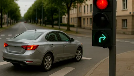2025: Cum procedezi la semafor roșu cu verde intermitent la dreapta. În ce situație se suspendă permisul?