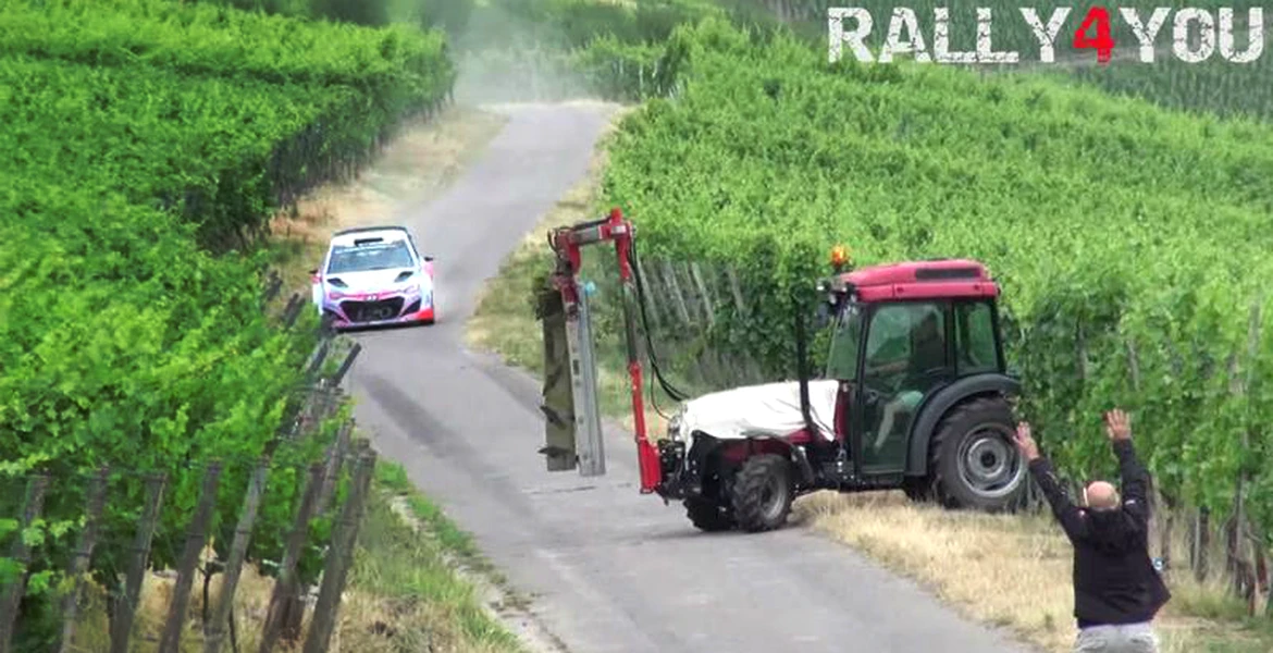 Întâlnire de gradul trei între un Hyundai i20 WRC şi un tractor, în testele pentru Raliul Germaniei. VIDEO