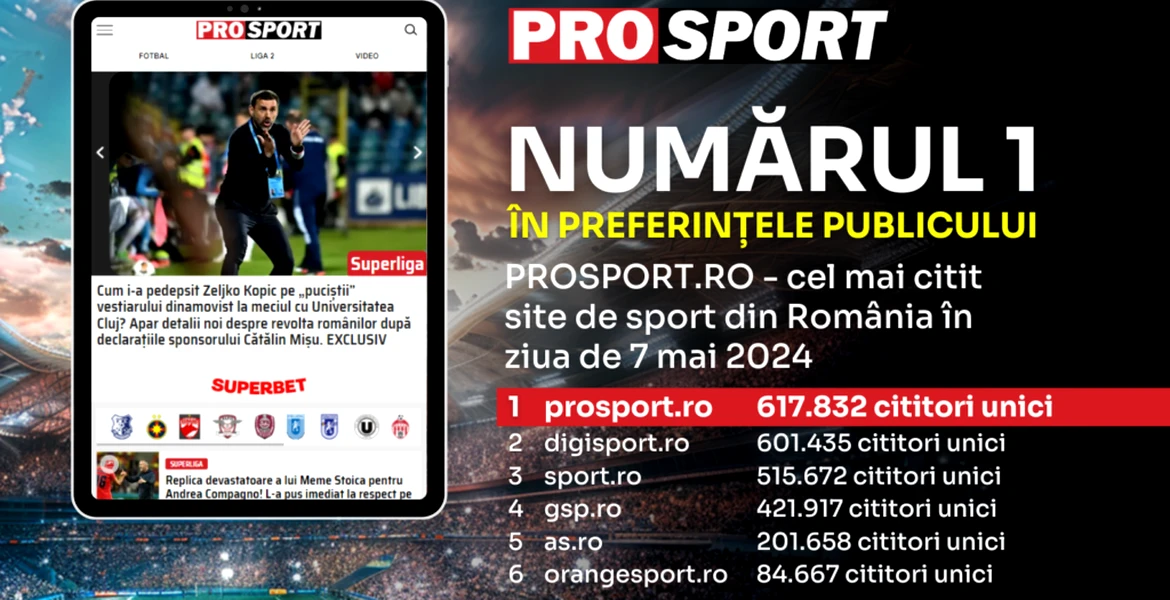 PROSPORT.RO – Cel mai citit site de sport din România în ziua de 7 mai 2024