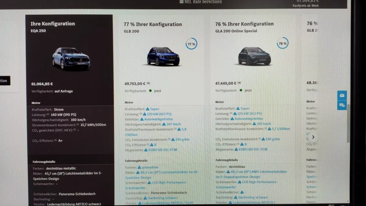 Mercedes încearcă să convingă cumpărătorii lui EQA să aleagă o mașină cu motor termic