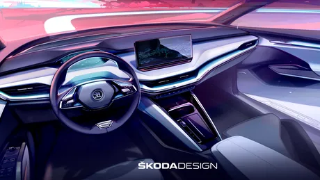 Prima imagine oficială cu interiorul SUV-ului electric Skoda Enyaq iV